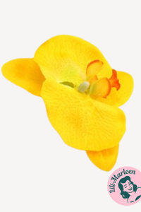 Stor Orkide Hårclips, gul - med Krokodillespænde